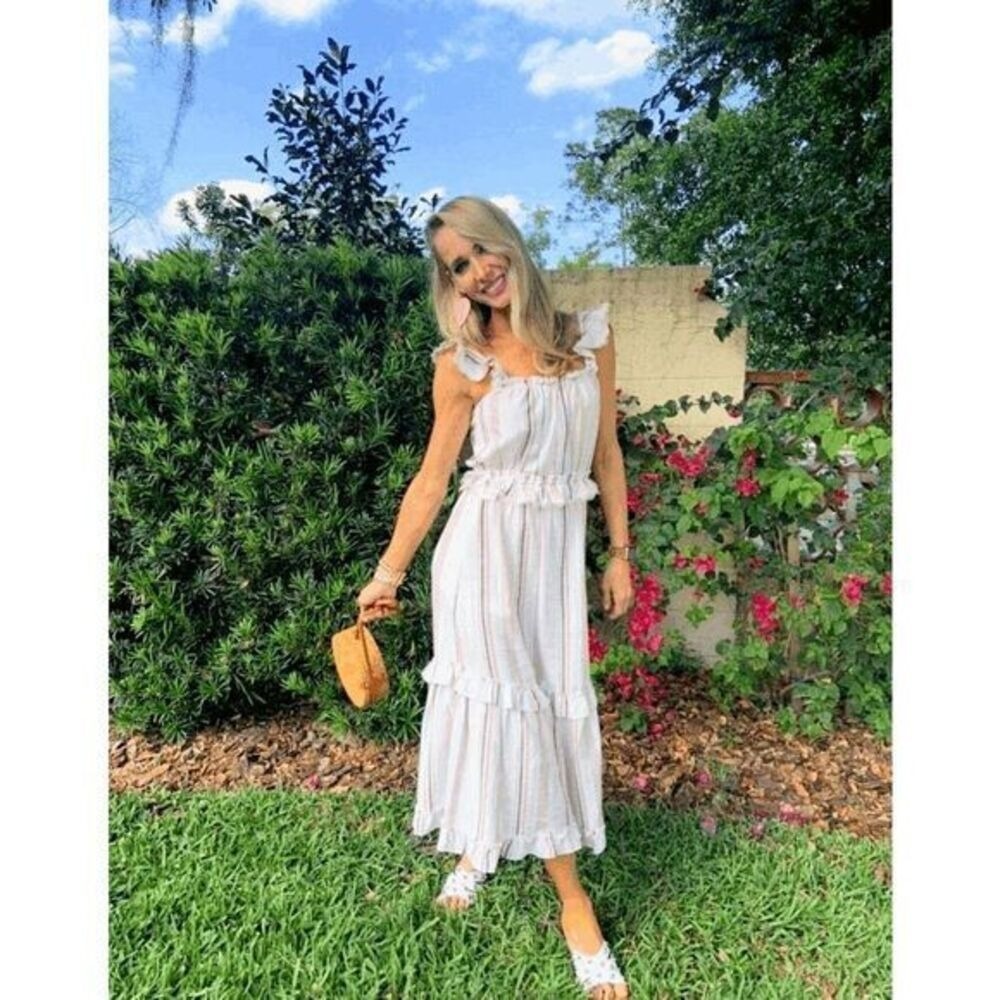 MISA Idonia tiered linen maxi‎ dress size S in chambray